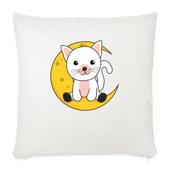 Moon Cat Cute Animals for Kids for the Night - Sofa pillowcase 17,3'' x 17,3'' (45 x 45 cm) - natural white - Front