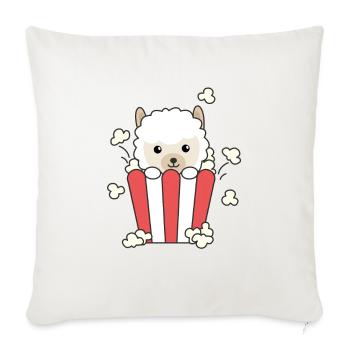 Alpaca Popcorn Time Funny Animals in Fast Food - Sofa pillowcase 17,3'' x 17,3'' (45 x 45 cm) - natural white - Front