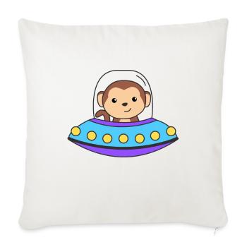 Singe UFO Univers Spatial - Housse de coussin décorative 45 x 45 cm - blanc nature - Devant