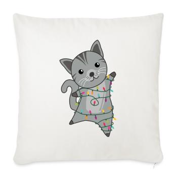 Katze Weihnachten Schnee Winter Tiere Katzen - Sofakissenbezug 45 x 45 cm - Naturweiß  - Vorne