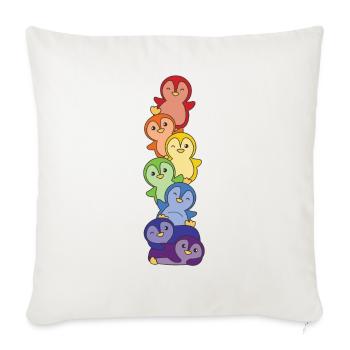 Rainbow Flag Gay Pride LGBTQ Pinguin süßer Pinguin - Sofakissenbezug 45 x 45 cm - Naturweiß  - Vorne