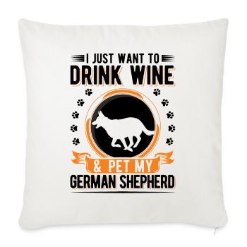 Berger allemand et vin - Housse de coussin décorative 45 x 45 cm - blanc nature - Devant