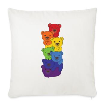 Drapeau arc-en-ciel fierté LGBTQ ours mignon pile - Housse de coussin décorative 45 x 45 cm - blanc nature - Devant