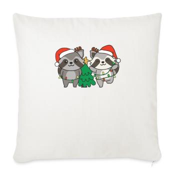 Waschbär Weihnachten Winter Tiere Waschbären - Sofakissenbezug 45 x 45 cm - Naturweiß  - Vorne
