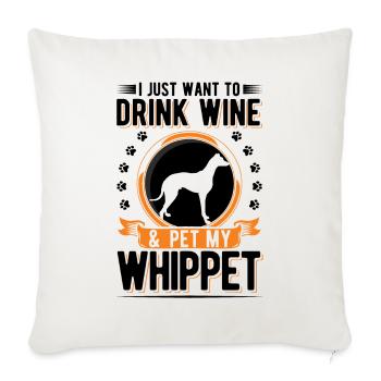 Whippet et lévrier vin - Housse de coussin décorative 45 x 45 cm - blanc nature - Devant
