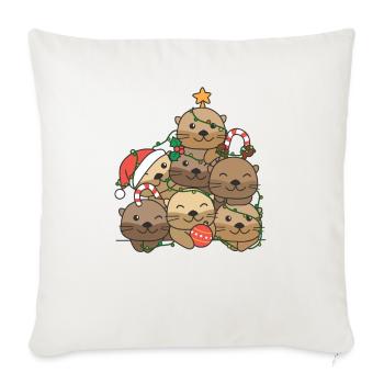 Otter Christmas Tree Funny Animal Christmas - Sofa pillowcase 17,3'' x 17,3'' (45 x 45 cm) - natural white - Front