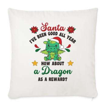 Je veux un dragon pour Noël doux dragons - Housse de coussin décorative 45 x 45 cm - blanc nature - Devant