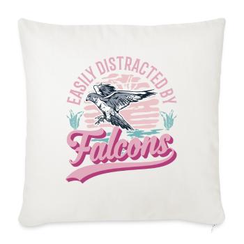 Easily distracted by Falcons Falkenzucht Falkner - Sofa pillowcase 17,3'' x 17,3'' (45 x 45 cm) - natural white - Front
