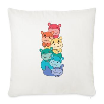 Regenbogen Hippo süße bunte Hippo für Kinder - Sofakissenbezug 45 x 45 cm - Naturweiß  - Vorne