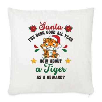 Je veux un tigre pour Noël tigre mignon - Housse de coussin décorative 45 x 45 cm - blanc nature - Devant