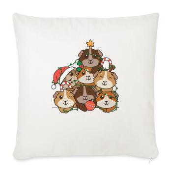 Cochon d’Inde arbre de Noël drôle Animal - Housse de coussin décorative 45 x 45 cm - blanc nature - Devant