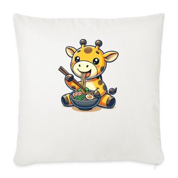 girafe mignonne mange des nouilles ramen ramen ramen - Housse de coussin décorative 45 x 45 cm - blanc nature - Devant