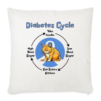 Diabetes Cycle Funny Awareness Month T1D Cat Lover - Sofa pillowcase 17,3'' x 17,3'' (45 x 45 cm) - natural white - Front