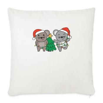 Souris, Noël, Hiver, Animaux, Souris - Housse de coussin décorative 45 x 45 cm - blanc nature - Devant