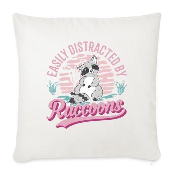 Facilement distrait par les ratons laveurs Waschbär - Housse de coussin décorative 45 x 45 cm - blanc nature - Devant