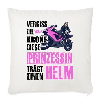 Vergiss die Krone diese Prinzessin trägt einen Hel - Sofakissenbezug 45 x 45 cm - Naturweiß  - Vorne