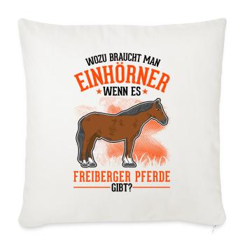 Freiberger Pferd Einhorn - Sofakissenbezug 45 x 45 cm - Naturweiß  - Vorne
