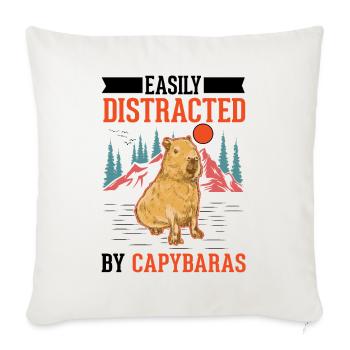 Facilement distrait par les capybaras - Housse de coussin décorative 45 x 45 cm - blanc nature - Devant