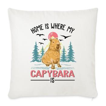 La maison est là où se trouve mon Capybara - Housse de coussin décorative 45 x 45 cm - blanc nature - Devant
