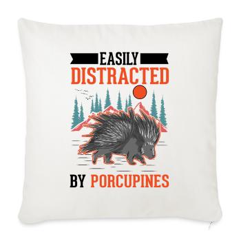 Easily distracted by Porcupine's Porcupine - Sofa pillowcase 17,3'' x 17,3'' (45 x 45 cm) - natural white - Front