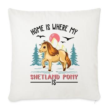 La maison est là où se trouve mon poney Shetland - Housse de coussin décorative 45 x 45 cm - blanc nature - Devant