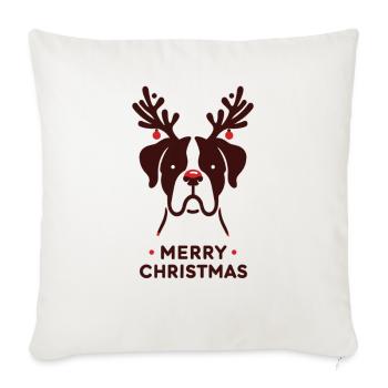 Boxer Noël Hiver Animaux Chiens - Housse de coussin décorative 45 x 45 cm - blanc nature - Devant