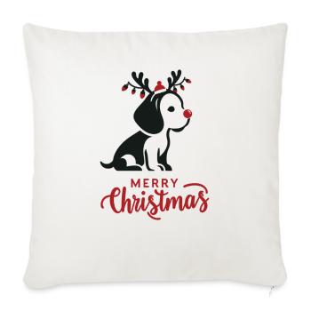 Beagle Noël Hiver Animaux Chiens - Housse de coussin décorative 45 x 45 cm - blanc nature - Devant
