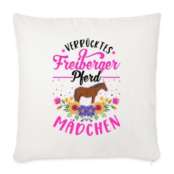 Verrücktes Freiberger Pferd Mädchen - Sofakissenbezug 45 x 45 cm - Naturweiß  - Vorne