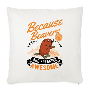 Beaver Gift Barrage de castors - Housse de coussin décorative 45 x 45 cm - blanc nature - Devant