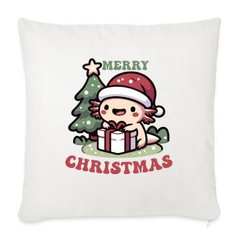 Axolotl Noël Axolotls mignons Joyeux Noël - Housse de coussin décorative 45 x 45 cm - blanc nature - Devant
