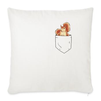 Écureuil dans la poche de poitrine - Housse de coussin décorative 45 x 45 cm - blanc nature - Devant