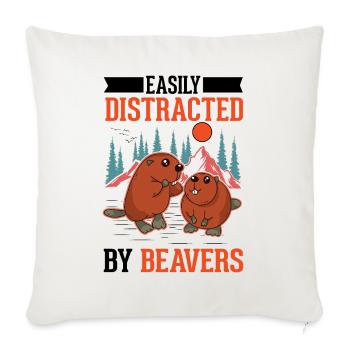 Facilement distrait par les castors Biber - Housse de coussin décorative 45 x 45 cm - blanc nature - Devant