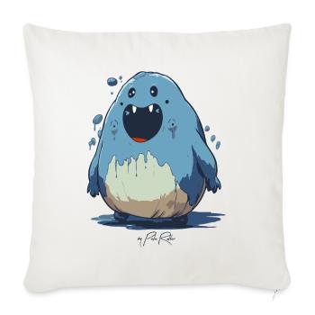 Cartoon-Kreatur lustiger Blob - Sofakissenbezug 45 x 45 cm - Naturweiß  - Vorne