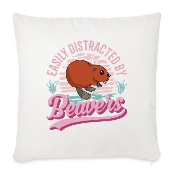 Facilement distrait par les castors Biber - Housse de coussin décorative 45 x 45 cm - blanc nature - Devant