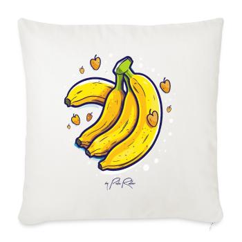 De jolis cœurs et des bananes d’amour - Housse de coussin décorative 45 x 45 cm - blanc nature - Devant