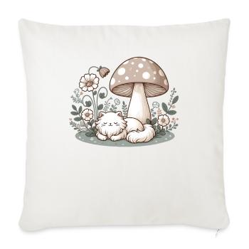 Cottagecore Chat Esthétique Dans Les Bois Champignon - Housse de coussin décorative 45 x 45 cm - blanc nature - Devant