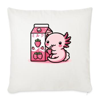 Axolotl lait de fraise rétro kawaii japon axolotl - Housse de coussin décorative 45 x 45 cm - blanc nature - Devant