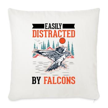 Easily distracted by Falcons Falkenzucht Falkner - Sofa pillowcase 17,3'' x 17,3'' (45 x 45 cm) - natural white - Front