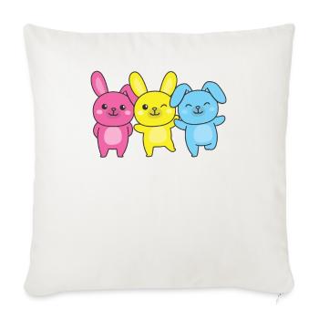 Pansexuel Drapeau Fierté LGBTQ Lapin mignon - Housse de coussin décorative 45 x 45 cm - blanc nature - Devant