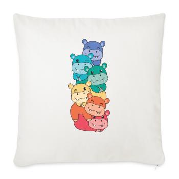 Regenbogen Hippo süße bunte Hippo für Kinder - Sofakissenbezug 45 x 45 cm - Naturweiß  - Vorne