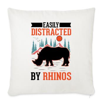 Easily distracted by Rhinos Nashorn - Sofa pillowcase 17,3'' x 17,3'' (45 x 45 cm) - natural white - Front