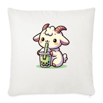 Kawaii chèvre bubble tea Boba chèvre - Housse de coussin décorative 45 x 45 cm - blanc nature - Devant