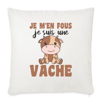 Je m'en fous je suis une vache - süße Kuh - Sofakissenbezug 45 x 45 cm - Naturweiß  - Vorne