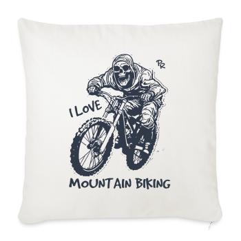 Cycling skeleton, I love mountain biking - Sofa pillowcase 17,3'' x 17,3'' (45 x 45 cm) - natural white - Front