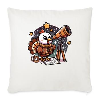 Télescope d’observation des étoiles de Thanksgiving Turquie - Housse de coussin décorative 45 x 45 cm - blanc nature - Devant