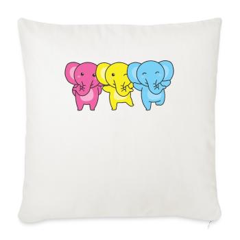 Pansexual Flag Pride LGBTQ Cute Elephant - Sofa pillowcase 17,3'' x 17,3'' (45 x 45 cm) - natural white - Front
