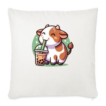Kawaii Cows Bubble Tea Boba Cow - Sofa pillowcase 17,3'' x 17,3'' (45 x 45 cm) - natural white - Front