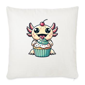 Muffin Anniversaire Cupcake Axolotl - Housse de coussin décorative 45 x 45 cm - blanc nature - Devant