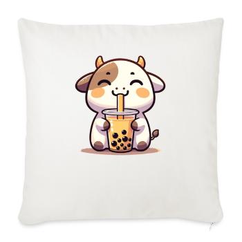 Kawaii Cows Bubble Tea Boba Cow - Sofa pillowcase 17,3'' x 17,3'' (45 x 45 cm) - natural white - Front