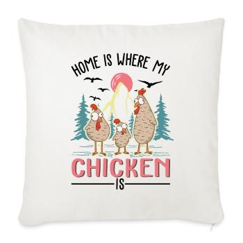 Poulets Home Farmer Poulet - Housse de coussin décorative 45 x 45 cm - blanc nature - Devant
